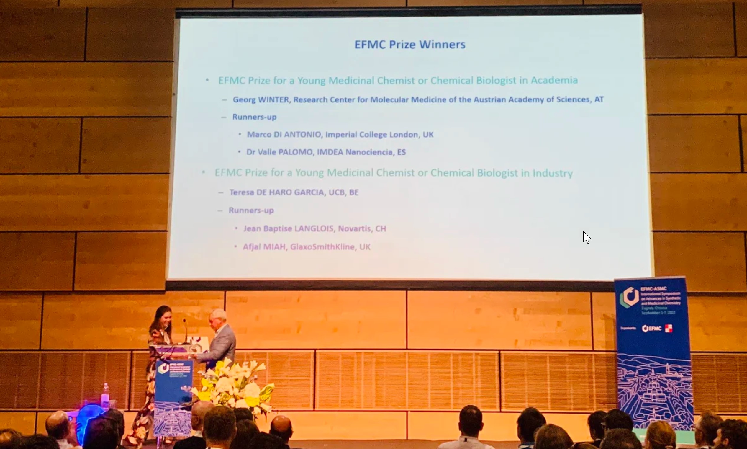 2023.09.06 EFMC runner up Young Medicinal Chemist Palomo